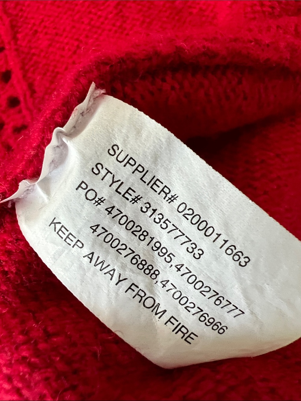 Polo by Ralph Lauren | Kids Bright Red Cropped Cardigan Scalloped Edges Sz XL - Picture 9 of 11
